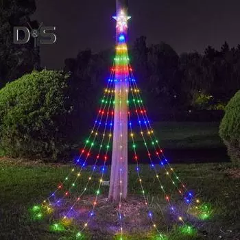 Рождественская елка каскадные мерцающие огни 8 режимов Регулируемая функция таймера Водонепроницаемый Простая установка каскадные мерцающие огни для елки теплый белый