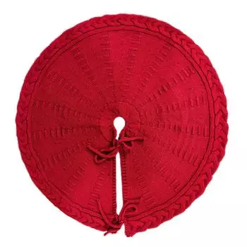 Рождественская елка коврик юбка однотонный вязаный елка нижняя крышка круглый коврик для деревенского праздничного украшения вечеринки 62cm*62cm вино красного