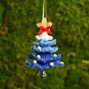 Рождественская елка, креативная рождественская подвесная елка, вязаные вручную хлопчатобумажные елочные подвесные украшения One Size синий