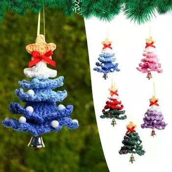 Рождественская елка, креативная рождественская подвесная елка, вязаные вручную хлопчатобумажные елочные подвесные украшения One Size розовый