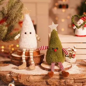Рождественская елка кукла настольное украшение длинные ноги фигурка плюшевая подвесная домашняя спальня рождественская милая зеленая кукла рождественская елка подвеска