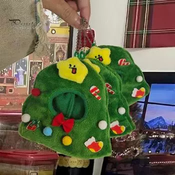 Рождественская елка кукла повязка на голову плюшевая игрушка реалистичный стиль милый пушистый кукла животное повязка на голову для маленьких кукол праздничные украшения радостный подарок зелёный