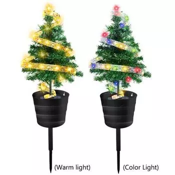 Рождественская елка ландшафтный светильник водонепроницаемый спиральный шнур 20 светодиодов для домашнего сада Warm Light