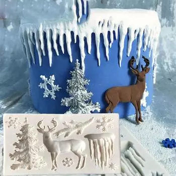 Рождественская елка, Лось, Снежинка, Рождественский ледяной столб, силиконовая форма для переворачивания сахара, инструмент, форма для шоколада, форма для капельного клея, форма для глины 1