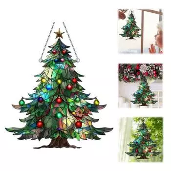 Рождественская елка, ловец солнца, окрашенный акриловый ловец света, коллекционное рождественское подвесное украшение для украшения оконной елки, праздничное украшение 15cm 1pc