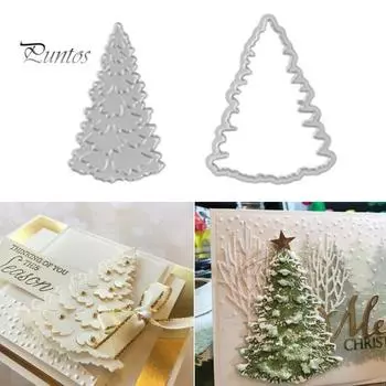 Рождественская елка металлический трафарет DIY Скрапбукинг бумажные карты ремесло трафарет серебряный