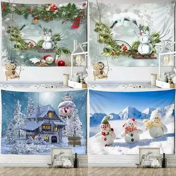 Рождественская елка милый снеговик гобелен гостиная диван домашний декор рождественский подарок 100x75cm