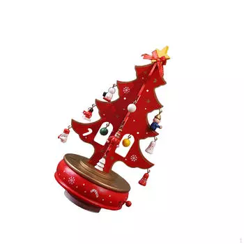 Рождественская елка Музыкальная шкатулка Мини Настольная Рождественская Художественная Работа Коллекционные Изделия Заводная Деревянная 14cmx27cm