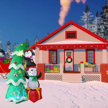 Рождественская елка надувная 7 футов для наружного украшения для вечеринок