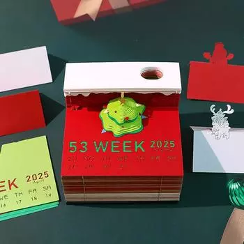 Рождественская елка настольный календарь со светодиодными огнями 2025 календарь блокнот креативный настольный календарь Diy Notes блокнот 3D Art Calendar