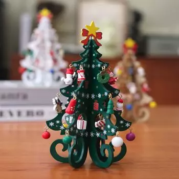 Рождественская елка Настольный рождественский подарок Настольная деревянная игрушка Рождественское украшение Украшение Фигурка Украшение Украшение (зеленый)
