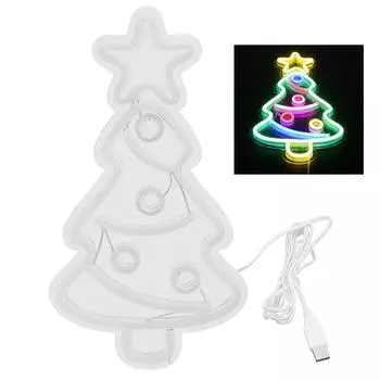 Рождественская елка неоновая вывеска USB светодиодная неоновая подсветка настенный декор для детской комнаты день рождения