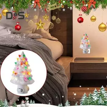 Рождественская елка ночник смоляной освещенный рождественский елочный орнамент красочный мини настольный ночник для спальни праздничный декор EU B