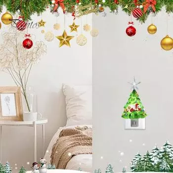 Рождественская елка ночник смоляной освещенный рождественский елочный орнамент красочный мини настольный ночник для спальни праздничный декор EU A