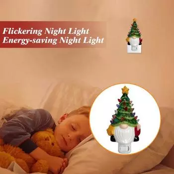 Рождественская елка Ночной светильник из смолы Мини Настольный декоративный светильник Красочные рождественские огни US Plug A