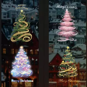 Рождественская елка окно наклейка стеклянная дверь фреска, фото реквизит домашний декор рождественские елки наклейка деколь