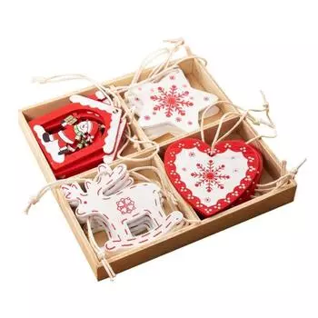 Рождественская елка Орнамент Набор Рождественская елка Кулон Деревянный декор Домашнее украшение