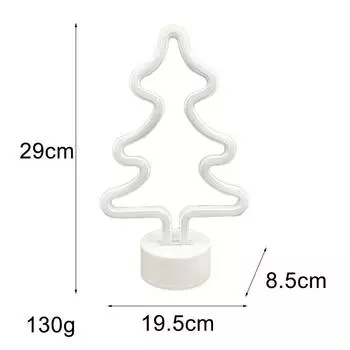 Рождественская елка, питание от батареек/USB, зеленая рождественская неоновая вывеска с основанием, рождественский декор комнаты