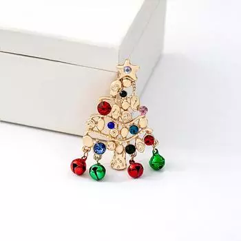 Рождественская елка подарочная брошь, праздничная пятиконечная звезда, цветной бриллиант, выдолбленный большой колокольчик для пальто, корсаж для девочки