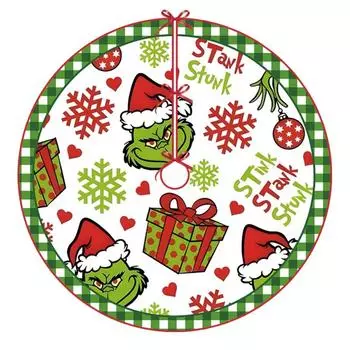 Рождественская елка Поделки Украшение Нижняя часть Юбка для елки Окружность дерева Мультяшный принт One Size