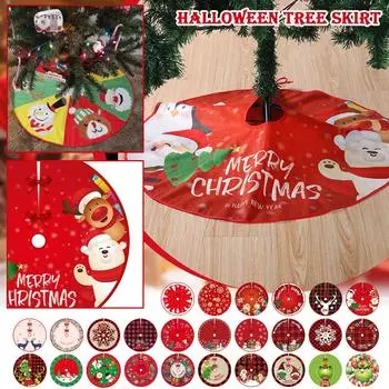 Рождественская елка Поделки Украшение Нижняя часть Юбка для елки Окружность дерева Мультяшный принт One Size