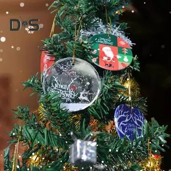 Рождественская елка подвесное украшение акриловая снежинка олень круг украшение зимняя сказка люстра хрустальный кулон для рождественского декора C