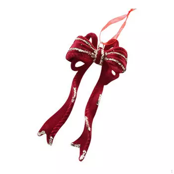 Рождественская елка подвесное украшение красное флокированное украшение для окна домашний декор вечеринка рождество Bowknot 17.5x8cm