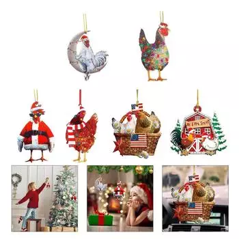 Рождественская елка подвесной кулон акриловый цыпленок праздничное украшение на праздник уличное XmasTree забавное рождественское украшение One Size