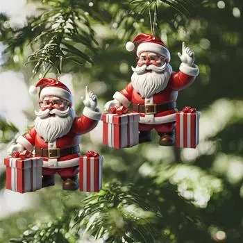 Рождественская елка подвесные украшения мультфильм Санта снеговик украшения 2D плоский акриловый кулон G