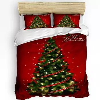 Рождественская елка, рождественские колокольчики, звезды, пододеяльник, комплект постельного белья, домашний пододеяльник, наволочки, комплект постельного белья для спальни, без простыни 135x200cm(50x75cmx2)