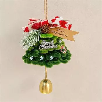 Рождественская елка ручной работы, креативное рождественское украшение на зеркало заднего вида автомобиля Рождественская елка, плетеное вручную украшение на рождественскую елку One Size