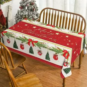 Рождественская елка с бантом и принтом звезды, скатерть с рождественским зимним украшением, скатерть, праздничное украшение для свадебной вечеринки, ужина 40x70cm15x27inch красный