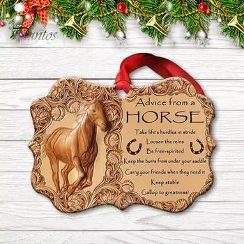 Рождественская елка с изображением лошади, 2D акриловая елка с изображением лошади, подвесное украшение на память о лошади, украшение для дома для любителей лошадей G