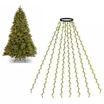 Рождественская елка с кольцевой светодиодной гирляндой с дистанционным управлением Водонепроницаемые гирлянды для декора рождественской елки 2M Warm light