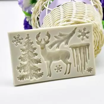 Рождественская елка с оленями, силиконовая форма, инструмент для украшения торта из мастики, сахарного ремесла