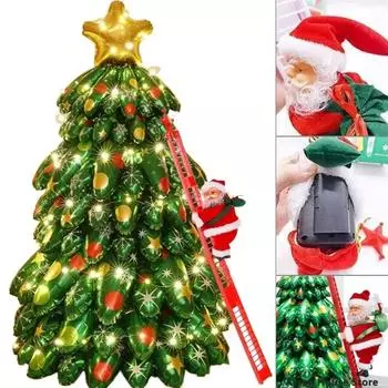 Рождественская елка с подсветкой, электрическая лестница для подъема, Санта-Клаус, музыкальная кукла, рождественские украшения, украшения для рождественской вечеринки