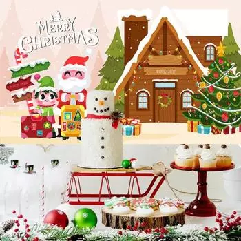 Рождественская елка Санта-Клаус баннер фон вечерние украшения яркий цвет износостойкий рождественский фон баннер красный