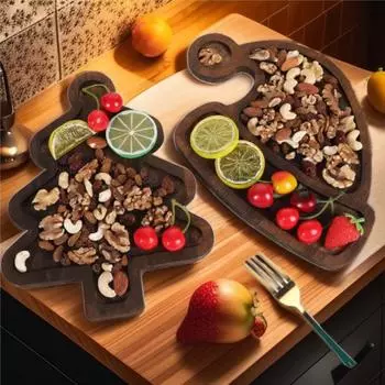 Рождественская елка/Шляпа Деревянный поднос Еда Фрукты Закуска Сервировочное блюдо Десертная тарелка Украшение обеденного стола Посуда Тарелки