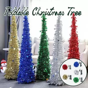 Рождественская елка Складная искусственная елка Рождественские украшения золотой