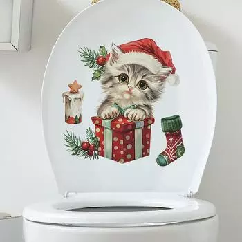 Рождественская елка Снеговик Наклейки для унитаза Самоклеящиеся водонепроницаемые наклейки на двери и окна Ванная комната Стеклянные настенные наклейки Декор обоев