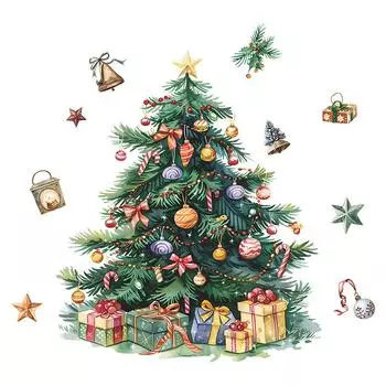 Рождественская елка Снеговик Наклейки для унитаза Самоклеящиеся водонепроницаемые наклейки на двери и окна Ванная комната Стеклянные настенные наклейки Декор обоев