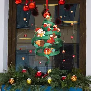 Рождественская елка Снеговик Носки Красочный шар Атмосфера Украшения Стеклянные окна Наклейки на окна 35*58CM/fun-g20