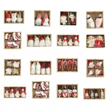 Рождественская елка Снеговик Шерстяная подвеска Милая кукла Кукольная коробка Аксессуары Рождественские украшения One Size