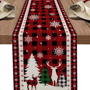 Рождественская елка, снежинка, лось, скатерти, вечерние праздничные украшения для стола, кухонные скатерти, праздничные салфетки 150x33cm