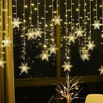 Рождественская елка Снежинка Светодиодные гирлянды Рождественские украшения Светильник для дома Рождественская елка Декор Сказочная гирлянда Colored Light EU 220V
