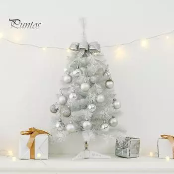 Рождественская елка со светодиодной подсветкой, новогодняя елка с бантом, шарами, мини-фигурка рождественской елки, центральное украшение стола для праздничного декора окна S