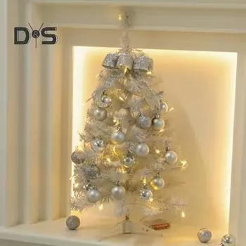 Рождественская елка со светодиодной подсветкой, новогодняя елка с бантом, шарами, мини-фигурка рождественской елки, центральное украшение стола для праздничного декора окна S