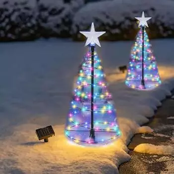 Рождественская елка Солнечный светильник Уличный водонепроницаемый светящийся рождественский светильник Легкая сборка