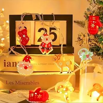 Рождественская елка светодиодная гирлянда 1,5 м 10 светодиодов Рождественская подвесная лампа гирлянда для украшения дома 2024 Подарки на Новый год 1.5m теплый белый