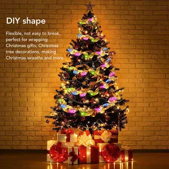 Рождественская елка светодиодные ленточные огни 32.8 футов 100 светодиодов на батарейках сказочные гирлянды с лентой для украшения рождественской, новой, годовой, свадебной вечеринки золотистого цвета